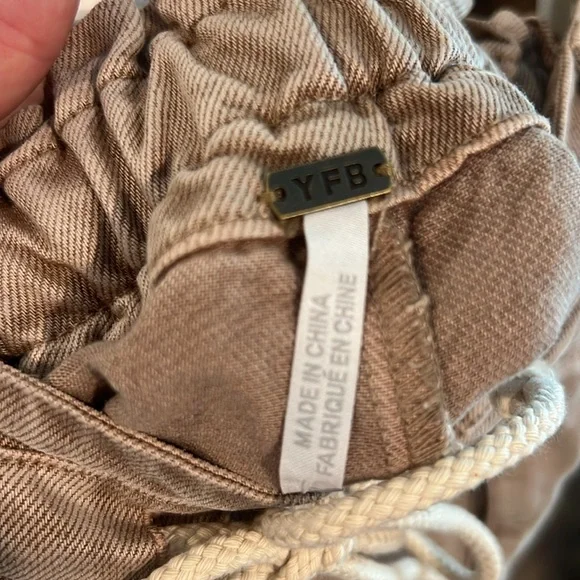 Young fabulous & broke Tan Wide-Leg cropped  Pants YFB high rise - Picture 9 of 10